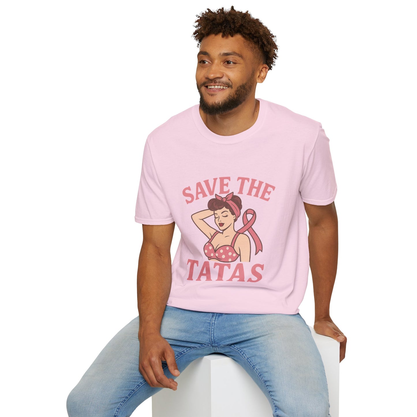 Save the Tatas Shirt | Retro Pin-Up Breast Cancer Awareness Tee with Pink Ribbon