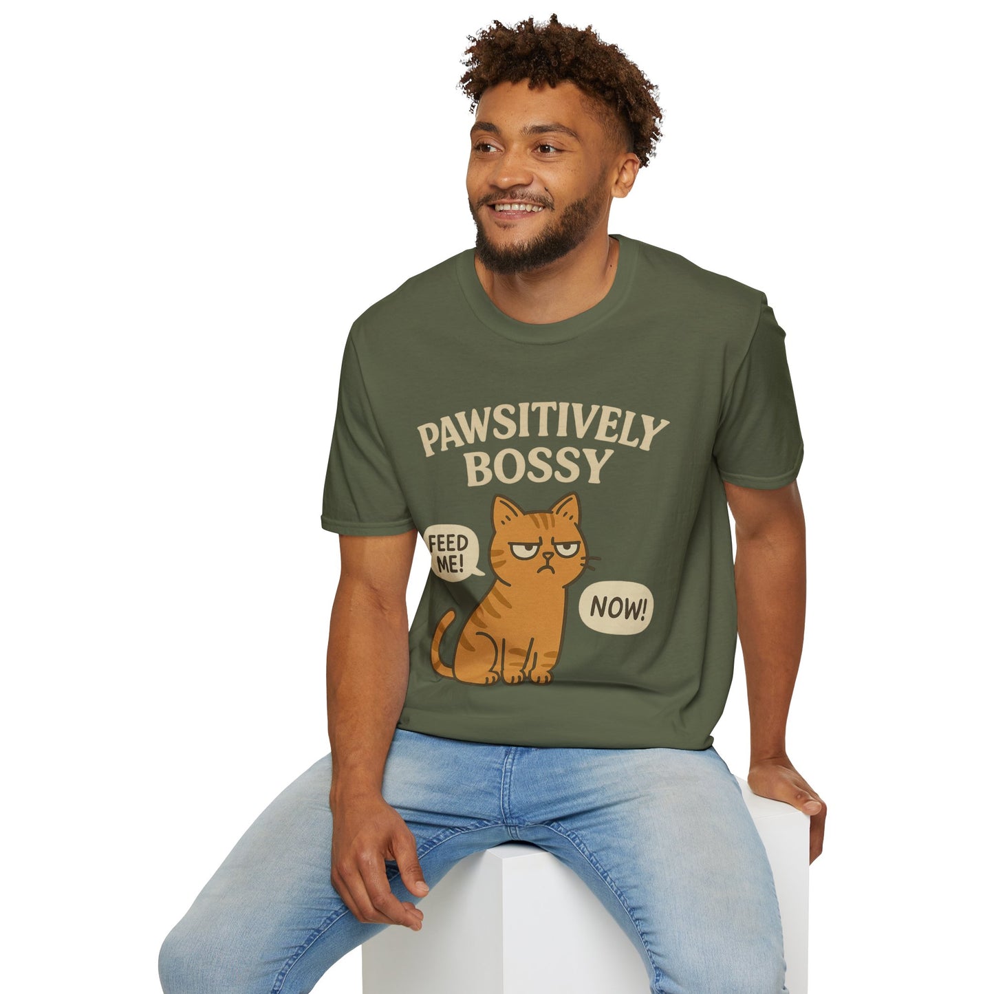 Pawsitively Bossy – Funny Cat Command T-Shirt