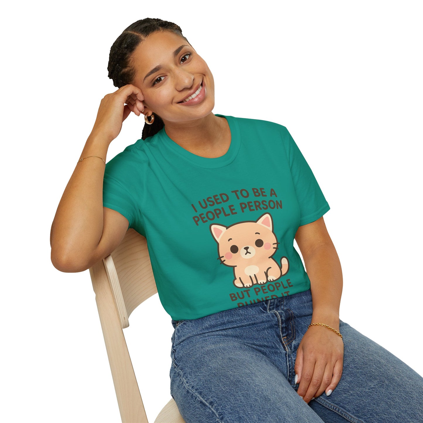Funny Anti-Social Cat Shirt | I Used to Be a People Person But People Ruined It Tee
