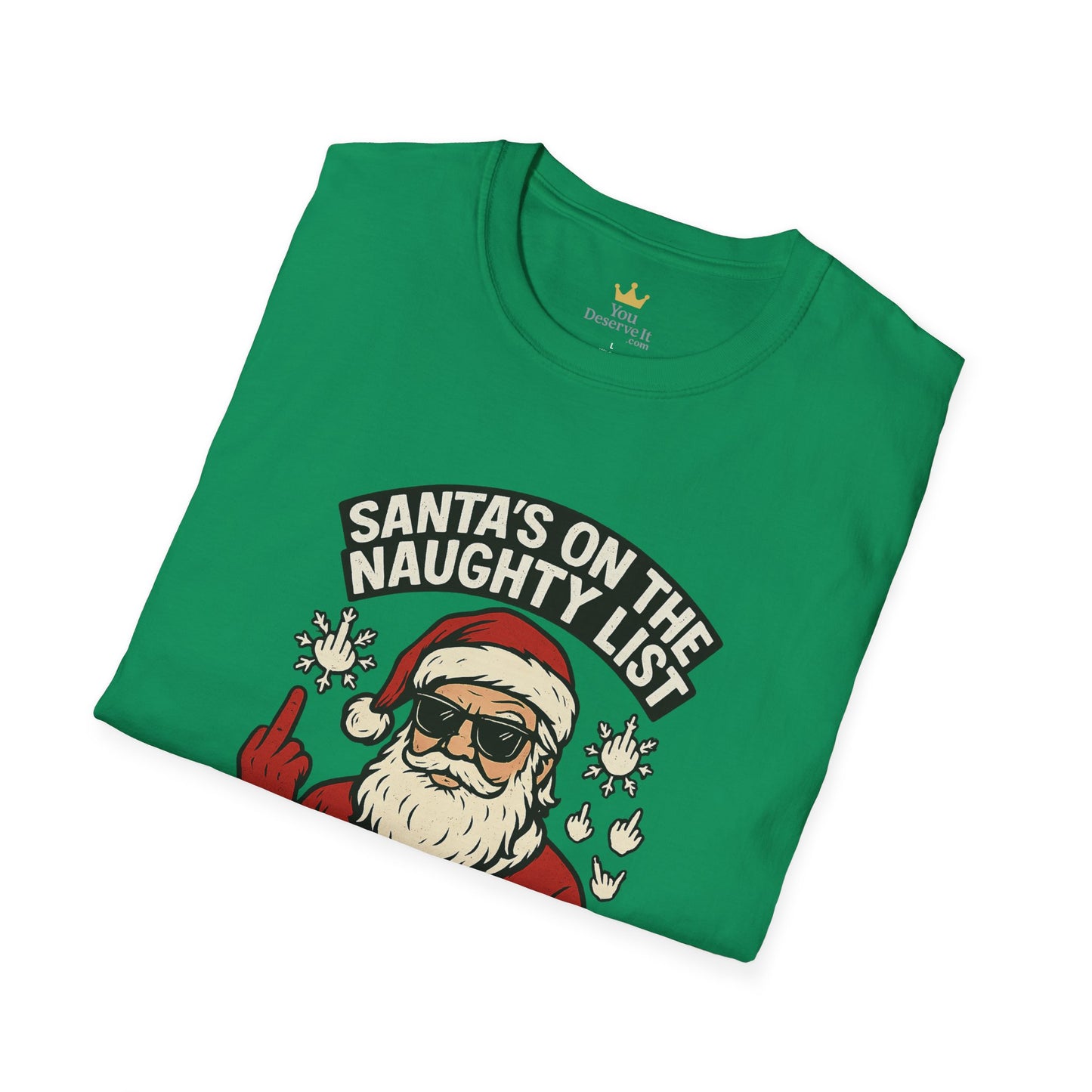 Naughty Santa T-Shirt | Funny Christmas Tee with Attitude and Middle Finger Humor