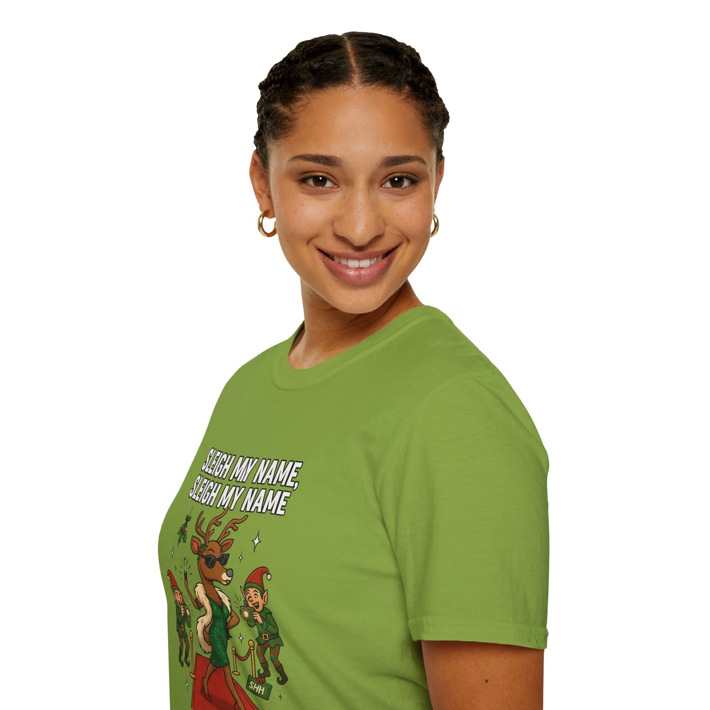 Sleigh My Name Funny Christmas Shirt | Diva Reindeer Holiday Tee | Red Carpet Christmas Party Shirt | Beyoncé Inspired Xmas Humor