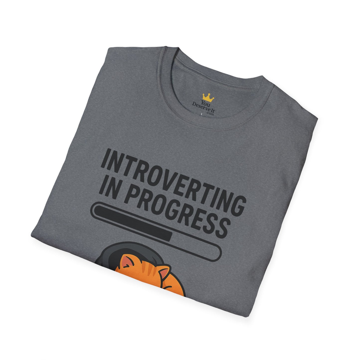 Introverting in Progress T-Shirt | Cute Cat Hoodie Tee for Proud Introverts