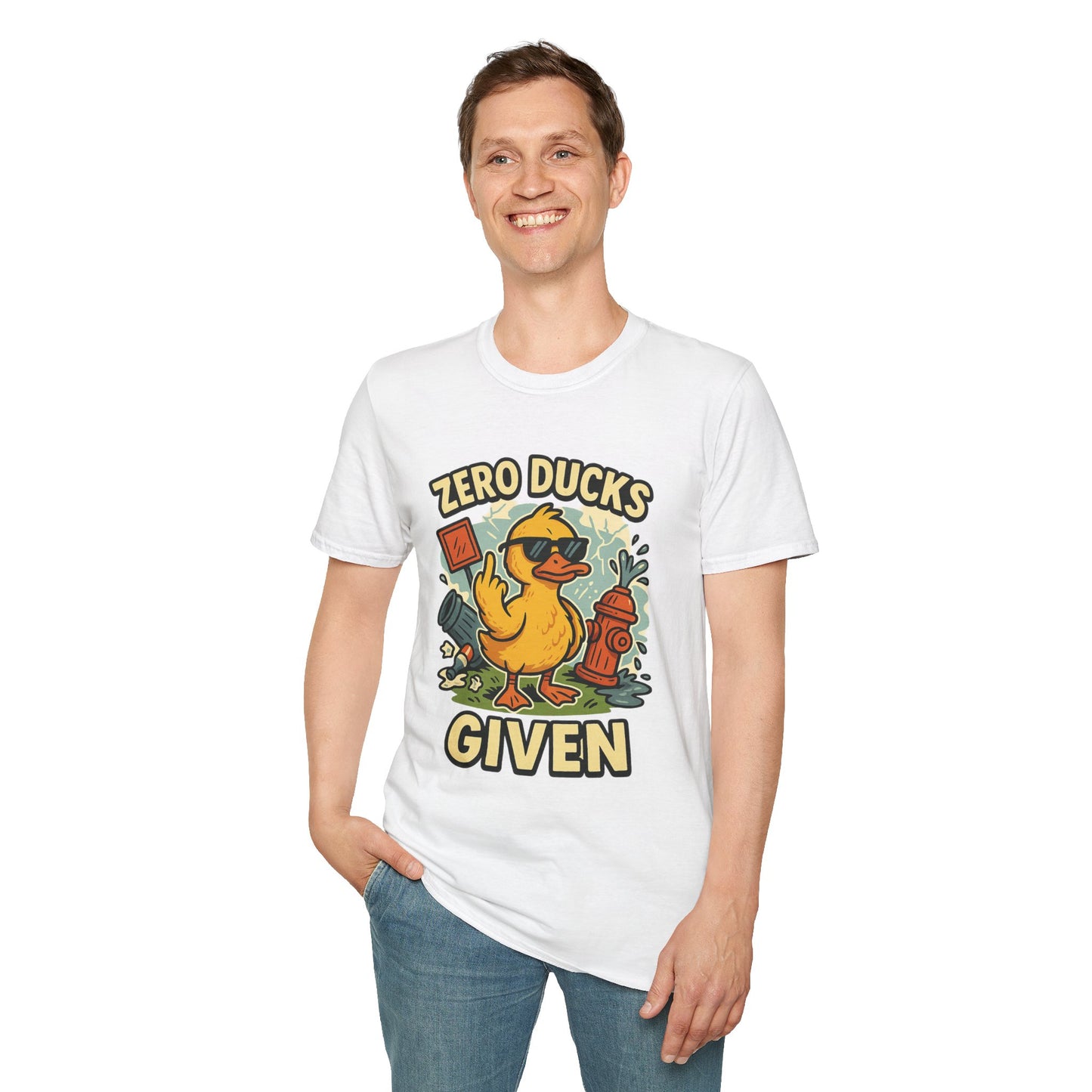 Zero Ducks Given T-Shirt | Funny Sarcastic Duck Flipping Off Graphic Tee