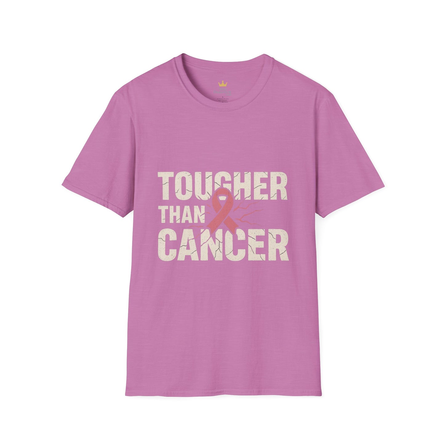 Tougher Than Cancer Shirt | Gritty Breast Cancer Awareness Tee with Cracked Ribbon Graphic