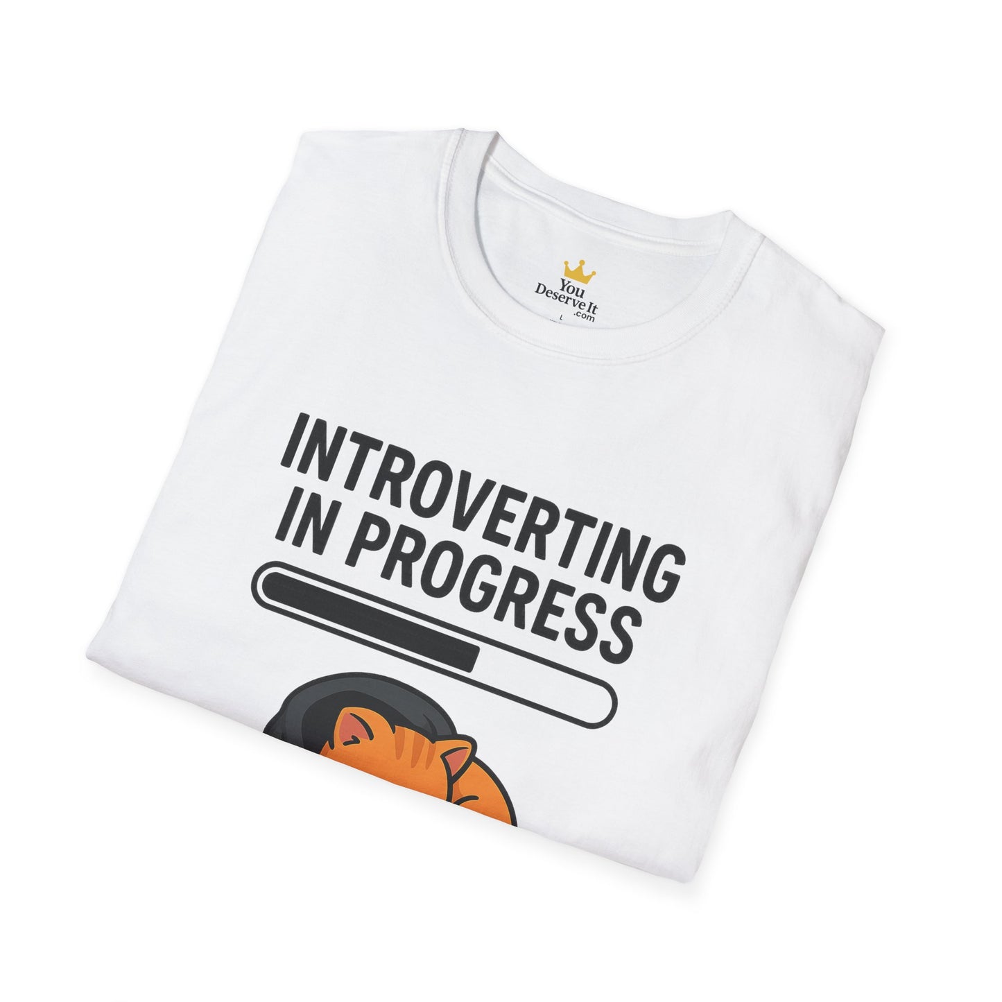Introverting in Progress T-Shirt | Cute Cat Hoodie Tee for Proud Introverts