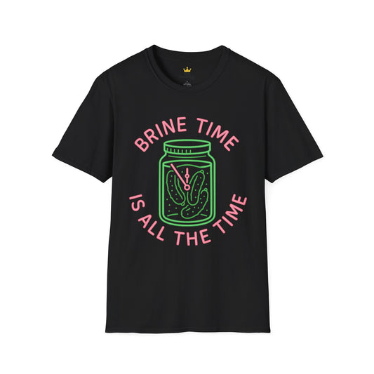 Brine Time Is All the Time – Retro Neon Pickle Jar T-Shirt