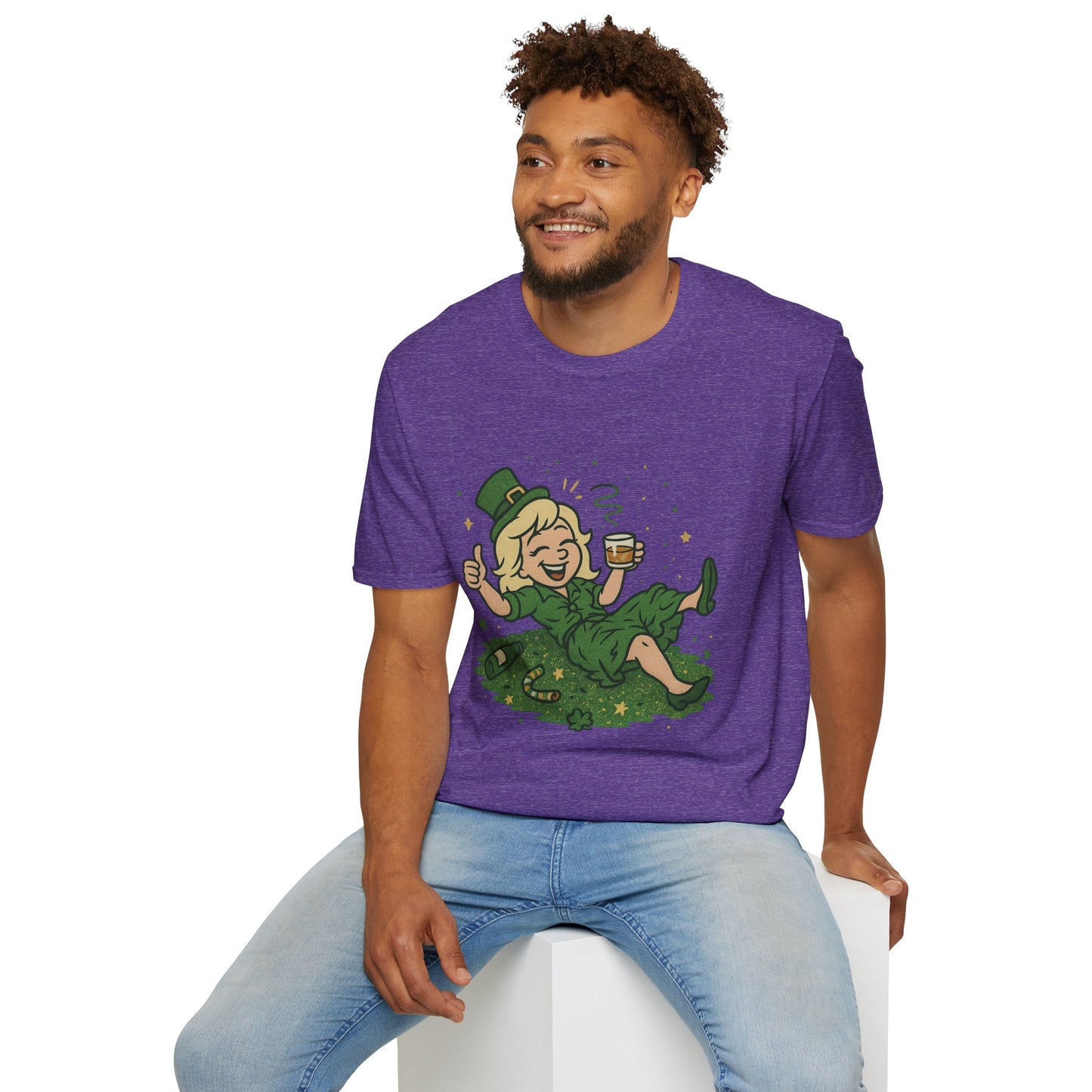 Shamrocked and Unbothered | Funny St. Patrick's Day Tee | Tipsy Leprechaun Lady T-Shirt, Irish Drinking Party Shirt for Women
