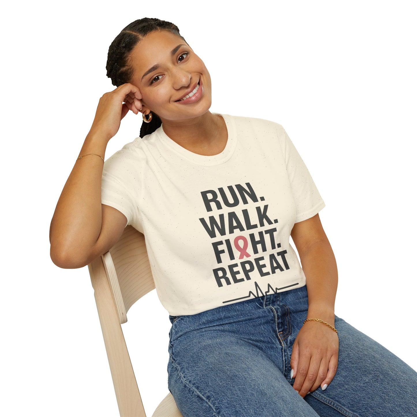 Run. Walk. Fight. Repeat. | Breast Cancer Awareness Tee