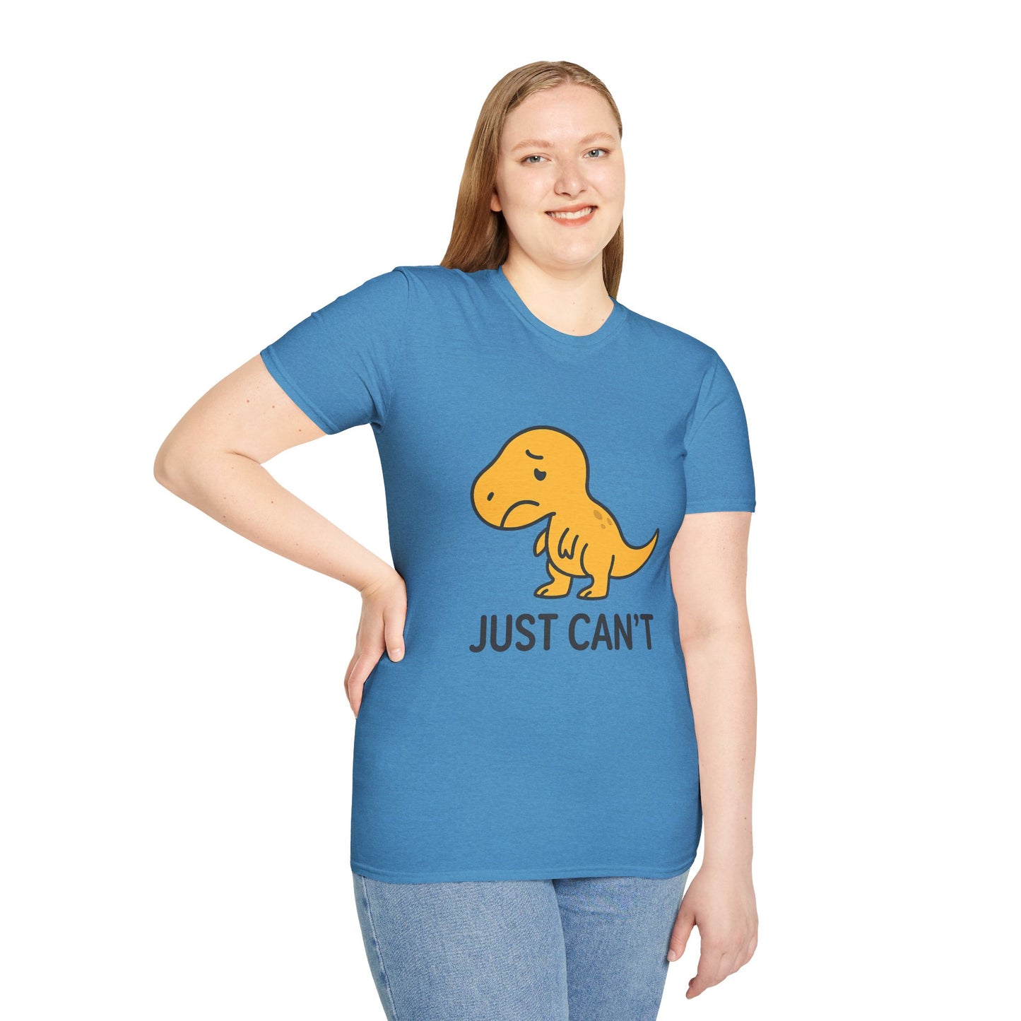 Just Can't Dinosaur T-Shirt | Funny T-Rex Mood Tee for Adults & Teens
