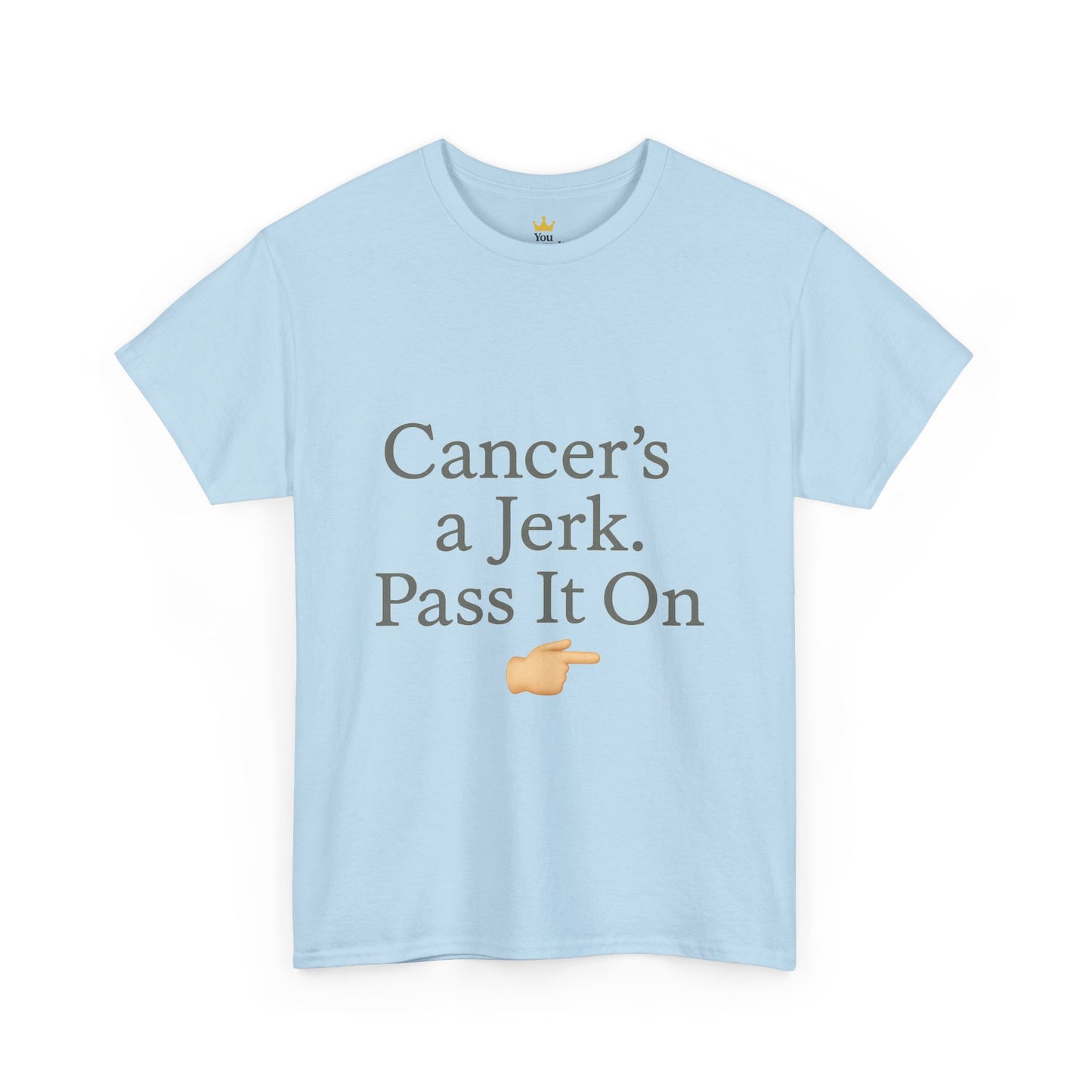 Cancer's a Jerk Shirt | Funny Supportive Awareness T-Shirt with Pointing Emoji