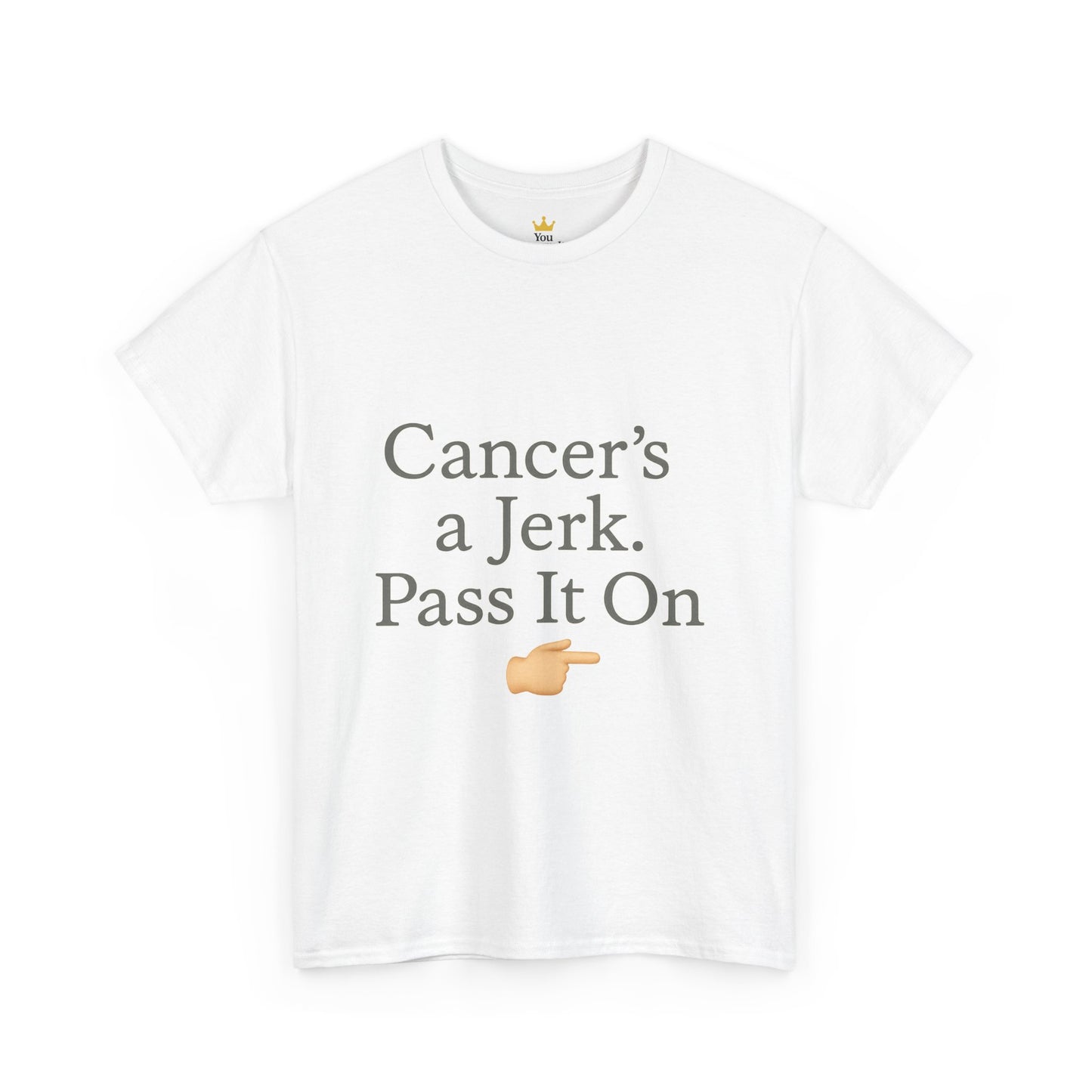 Cancer's a Jerk Shirt | Funny Supportive Awareness T-Shirt with Pointing Emoji