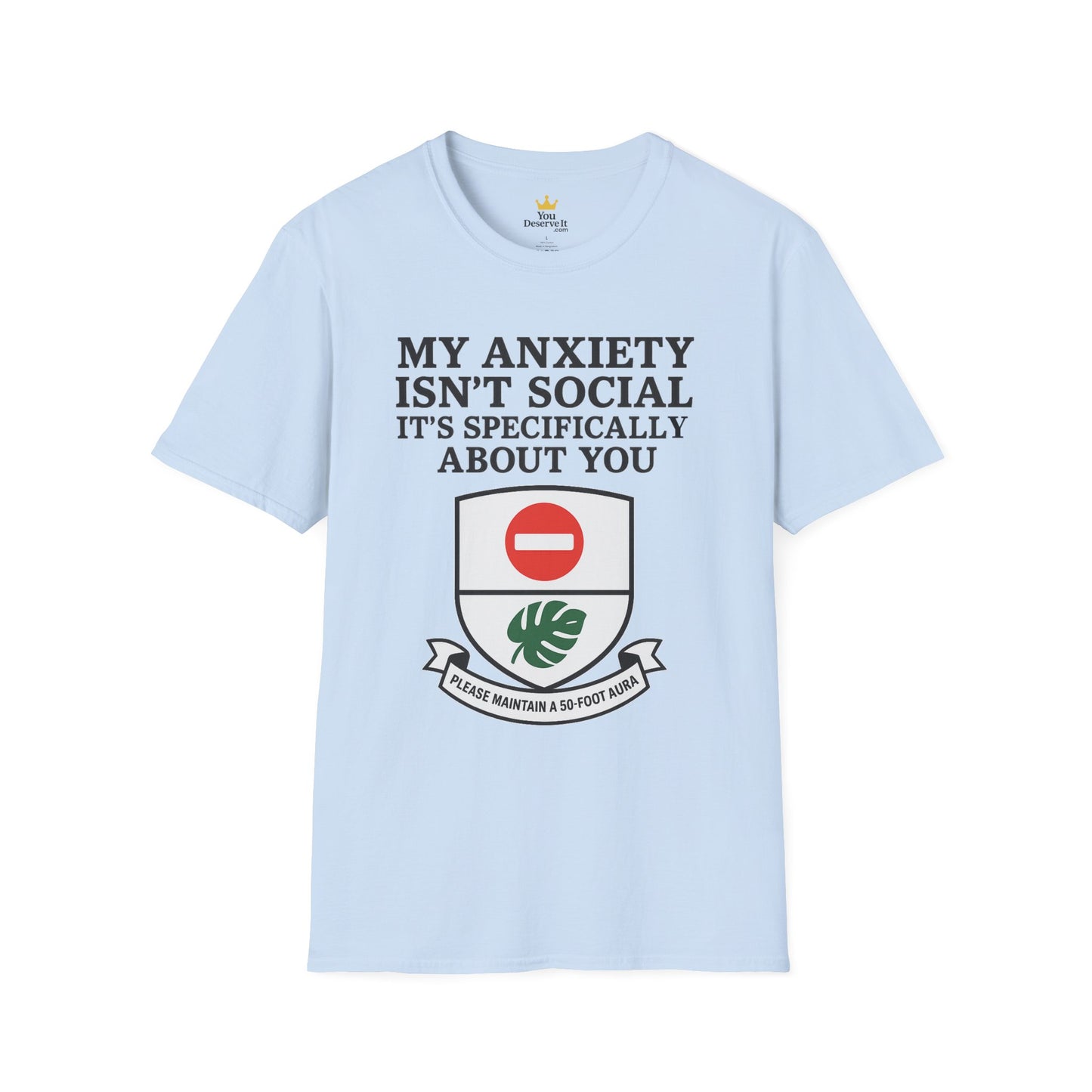 Funny Anxiety T-Shirt – Sarcastic Graphic Tee with Shield Design