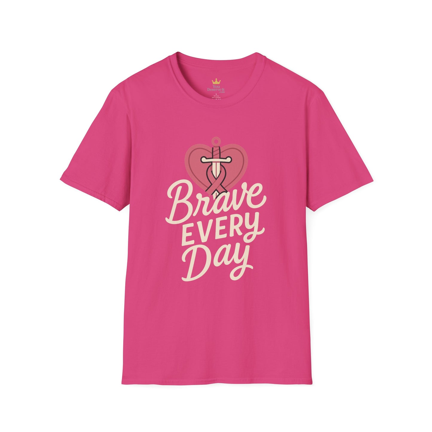Brave Every Day Shirt | Breast Cancer Awareness Tee with Sword & Ribbon Heart