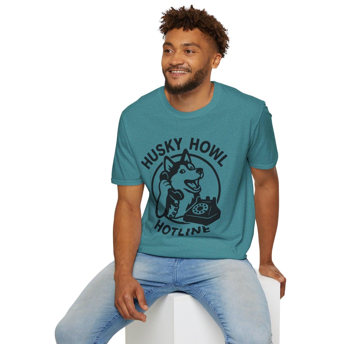 Husky Howl Hotline T-Shirt, Funny Dog Tee, Pet Lover Gift, Animal Rescue Fundraiser Shirt, Casual Wear, Gift for Dog Lovers
