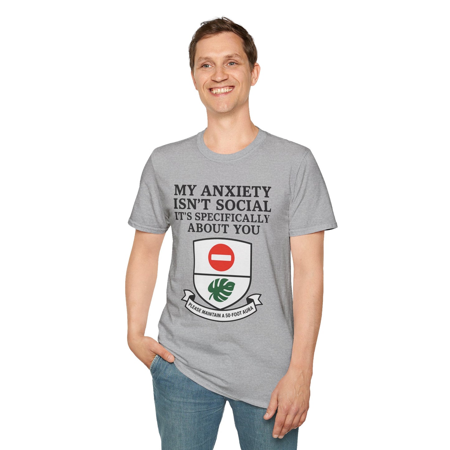 Funny Anxiety T-Shirt – Sarcastic Graphic Tee with Shield Design
