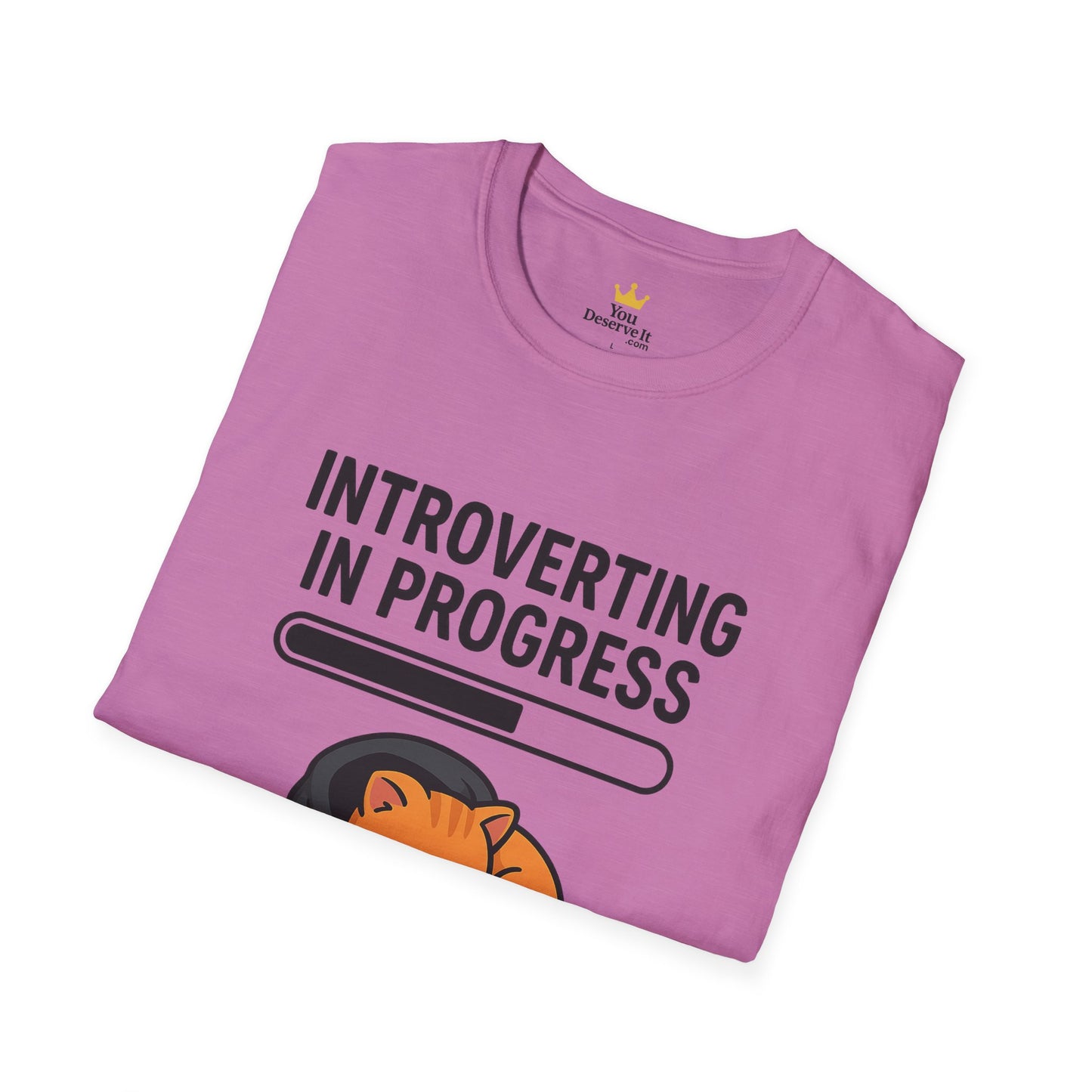 Introverting in Progress T-Shirt | Cute Cat Hoodie Tee for Proud Introverts