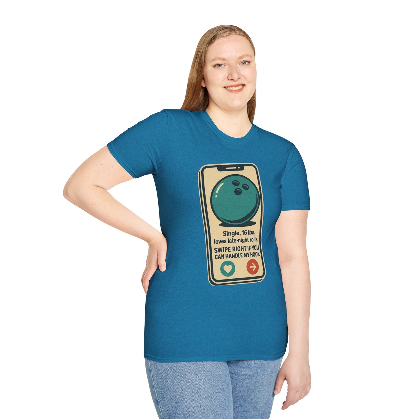 Bowling Ball Dating Profile Funny T-Shirt | Swipe Right If You Can Handle My Hook