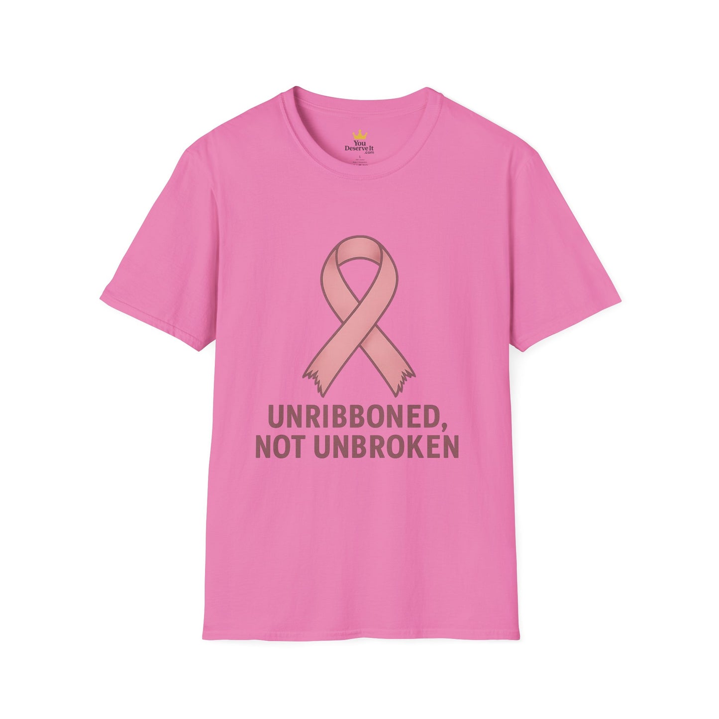Unribboned Not Unbroken Shirt | Pink Ribbon Cancer Awareness Tee for Survivors & Fighters