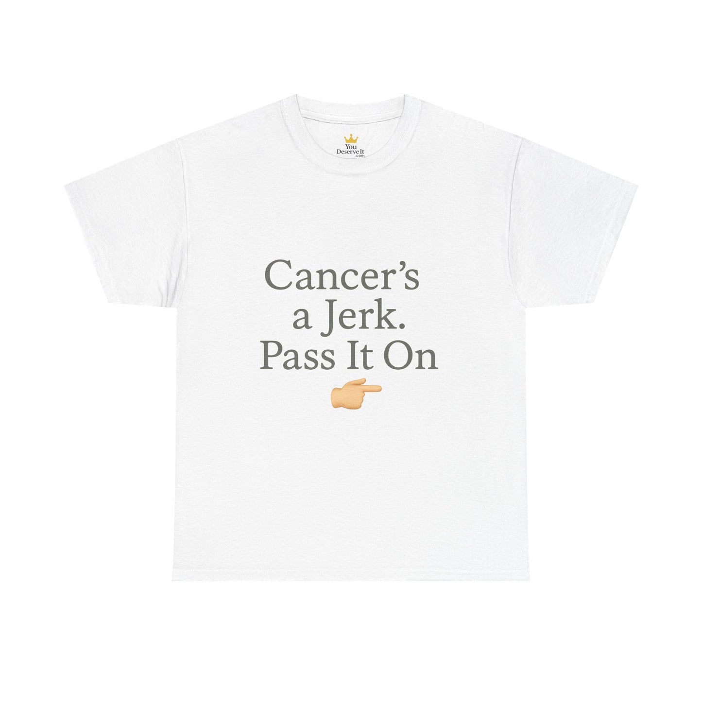 Cancer's a Jerk Shirt | Funny Supportive Awareness T-Shirt with Pointing Emoji