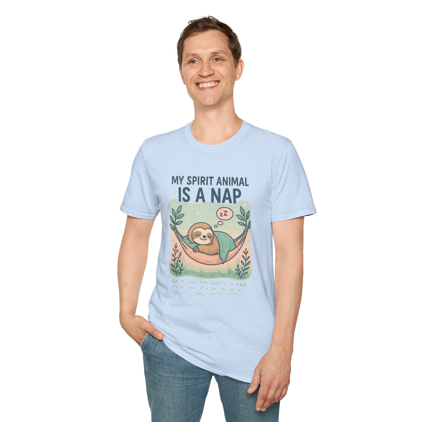My Spirit Animal Is a Nap T-Shirt | Cute Sleepy Sloth in Hammock Design