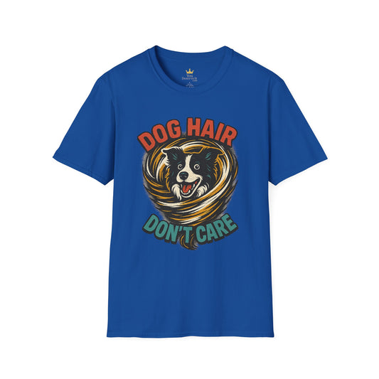 Dog Hair Don't Care Border Collie Retro Tee | Funny Spray-Paint Style T-Shirt for Pet Lovers, Gift for Pet Owners, Casual Unisex Shirt, Dog Lover Gift, Animal Theme Apparel