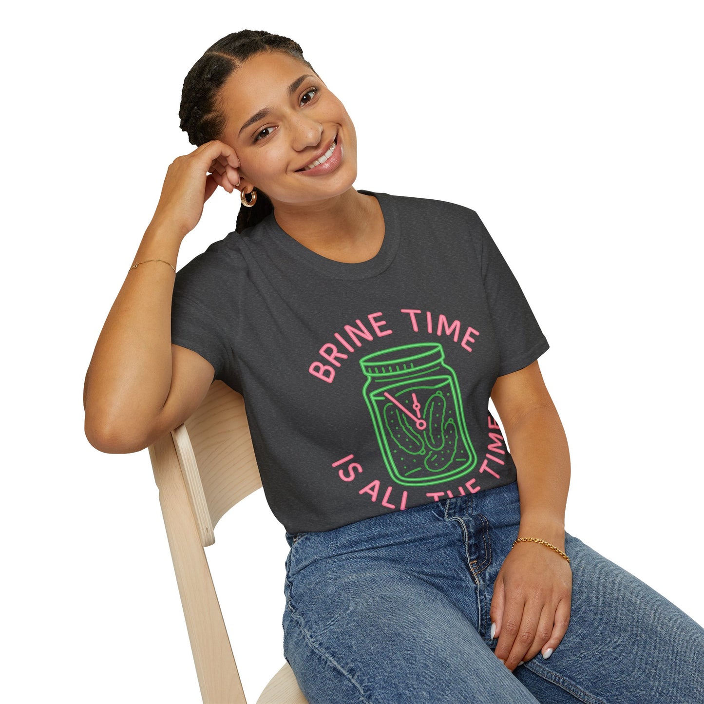 Brine Time Is All the Time – Retro Neon Pickle Jar T-Shirt