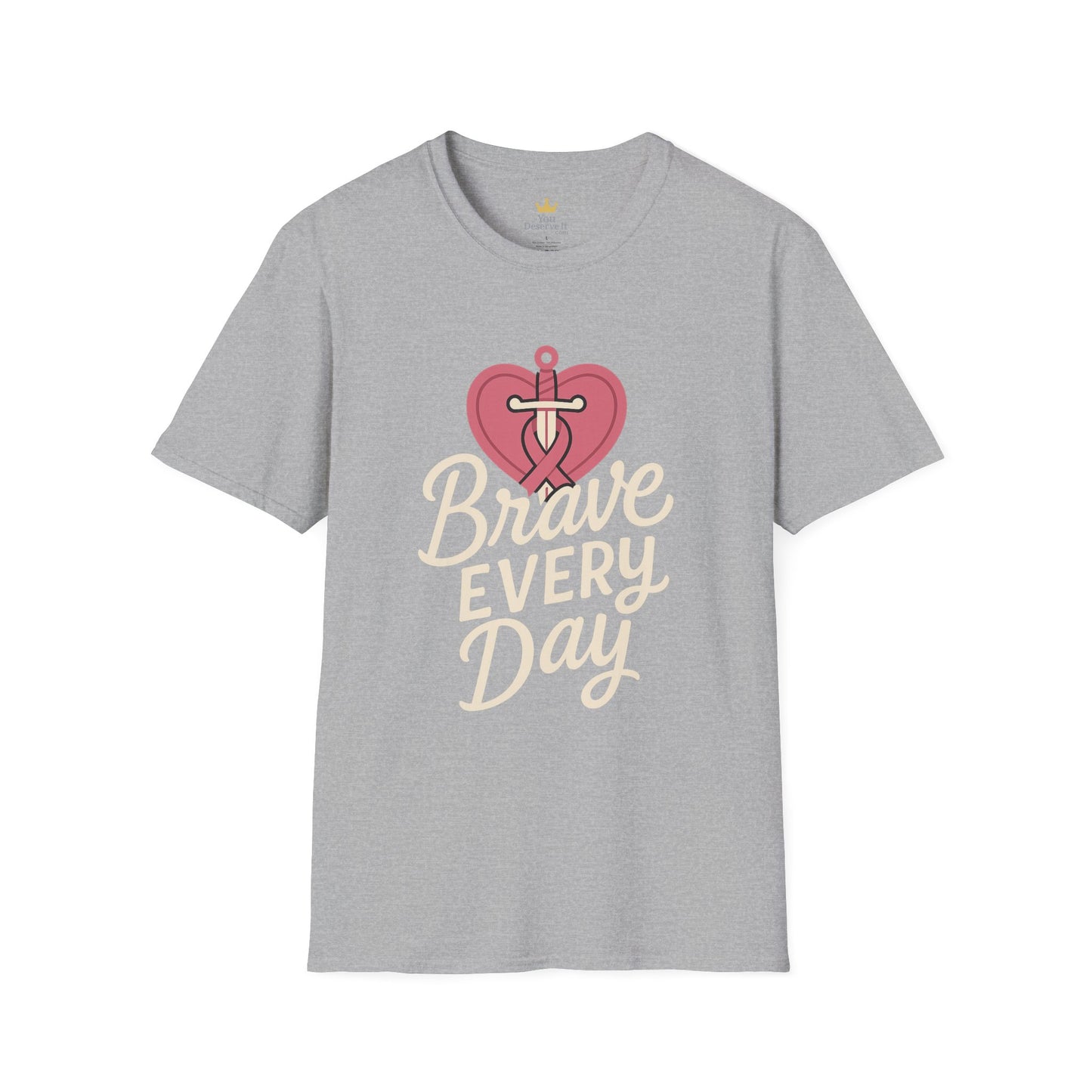 Brave Every Day Shirt | Breast Cancer Awareness Tee with Sword & Ribbon Heart