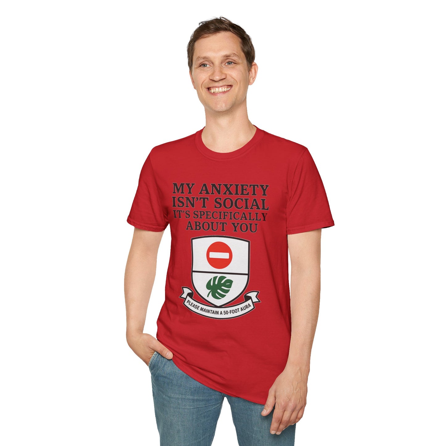 Funny Anxiety T-Shirt – Sarcastic Graphic Tee with Shield Design