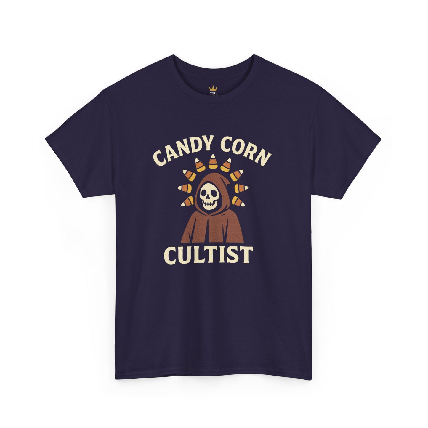 Candy Corn Cultist T-Shirt | Funny Halloween Graphic Tee for Sweet Tooth Fanatics