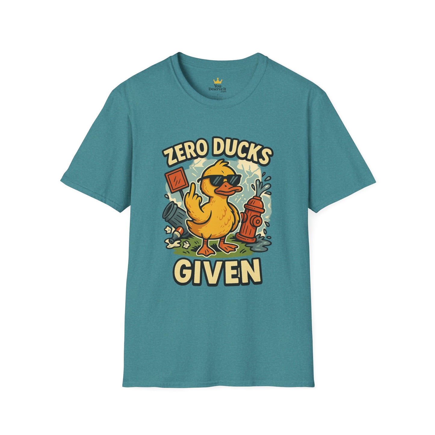 Zero Ducks Given T-Shirt | Funny Sarcastic Duck Flipping Off Graphic Tee