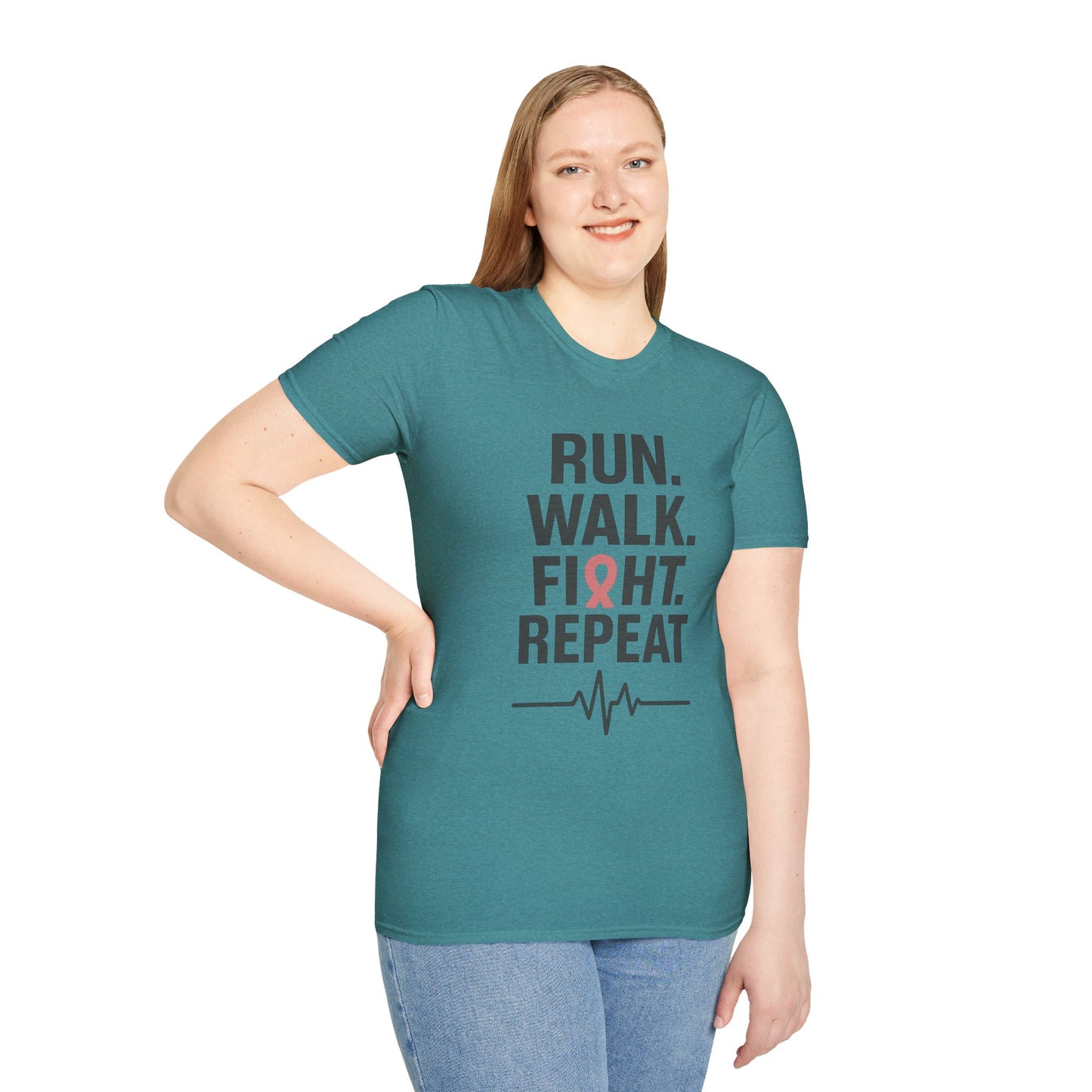 Run. Walk. Fight. Repeat. | Breast Cancer Awareness Tee