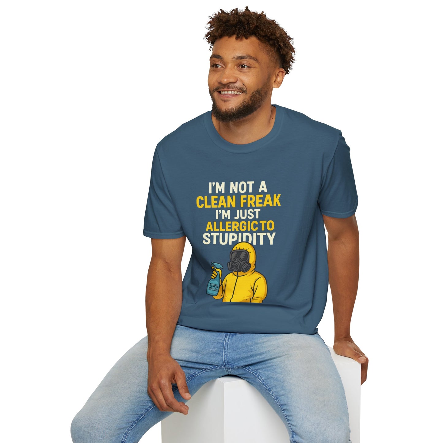 Funny Allergic to Stupidity T-Shirt, Gift for Clean Freaks, Quirky Statement Tee, Unisex Humor Shirt, Perfect for Friends & Family