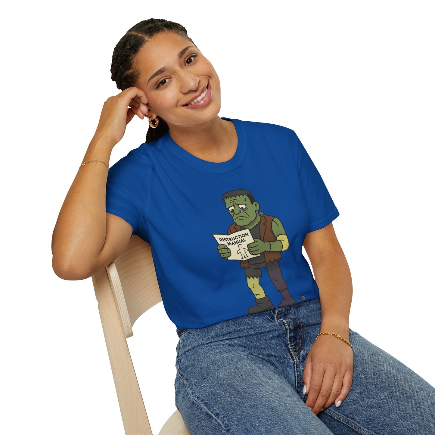 Funny Frankenstein T-Shirt, Unisex Softstyle Tee, Halloween Costume, Horror Movie Lover Gift, Cozy Casual Wear, Graphic Tee