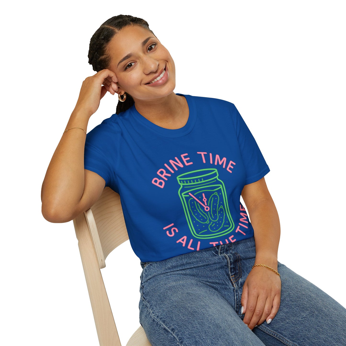 Brine Time Is All the Time – Retro Neon Pickle Jar T-Shirt