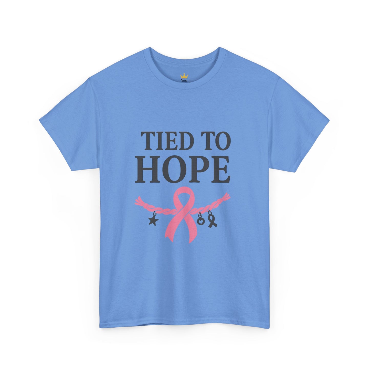 Tied to Hope Shirt | Breast Cancer Awareness Tee with Ribbon and Charms | Support & Survivor T-Shirt