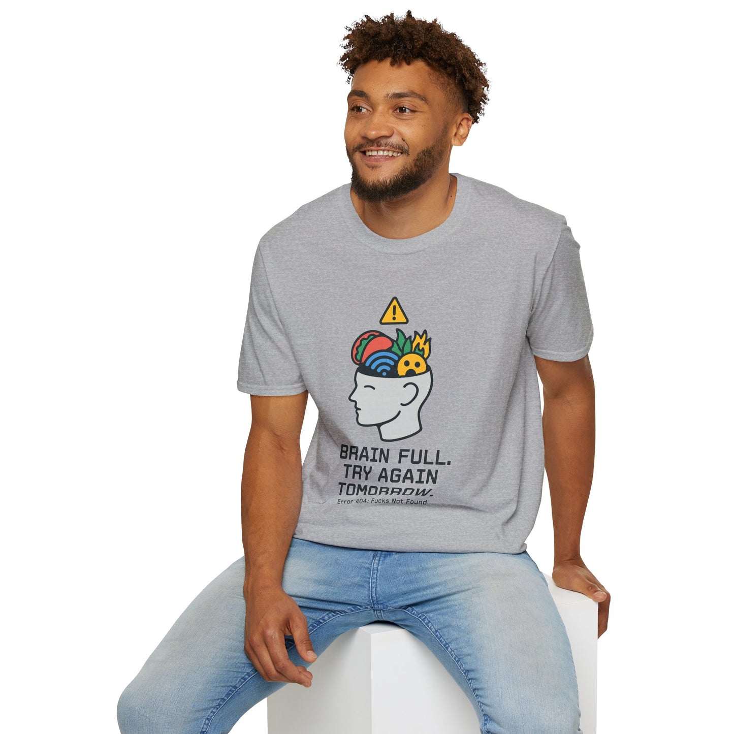 Brain Full Error T-Shirt – Funny Tech Nerd Graphic Tee for Overworked Minds