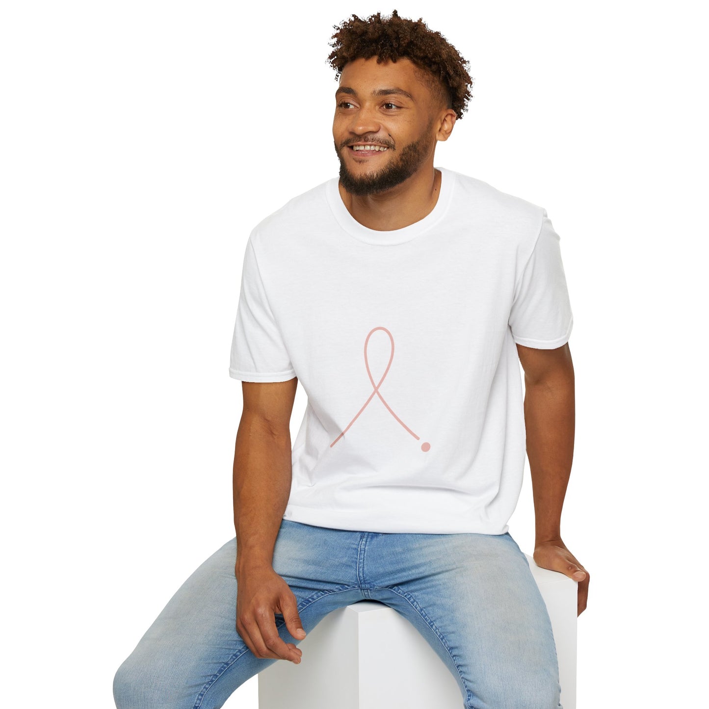 Minimalist Pink Ribbon Dot Shirt | Breast Cancer Awareness Tee with Subtle Symbol