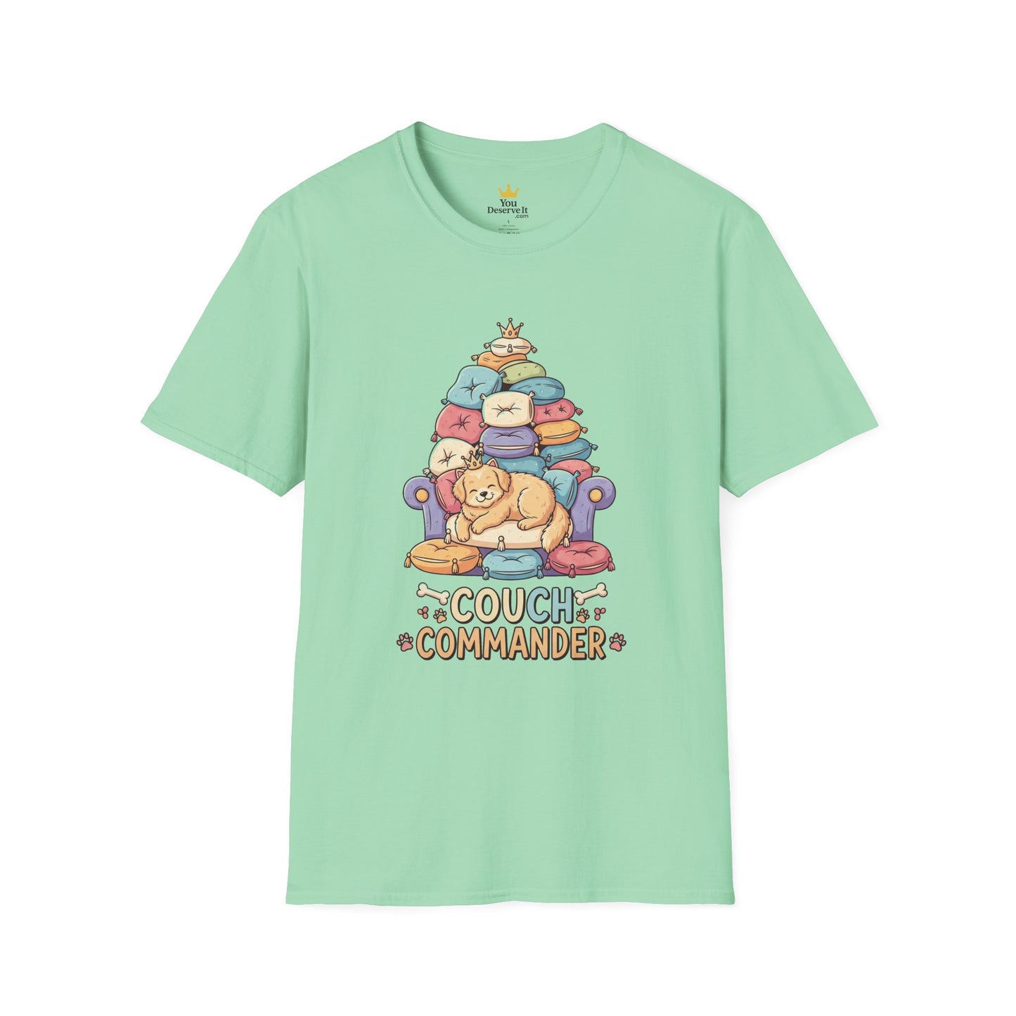 Couch Commander T-Shirt, Funny Pet Lover Tee, Dog Themed Gift, Cozy Everyday Shirt, Humorous Animal Apparel, Relaxation Top