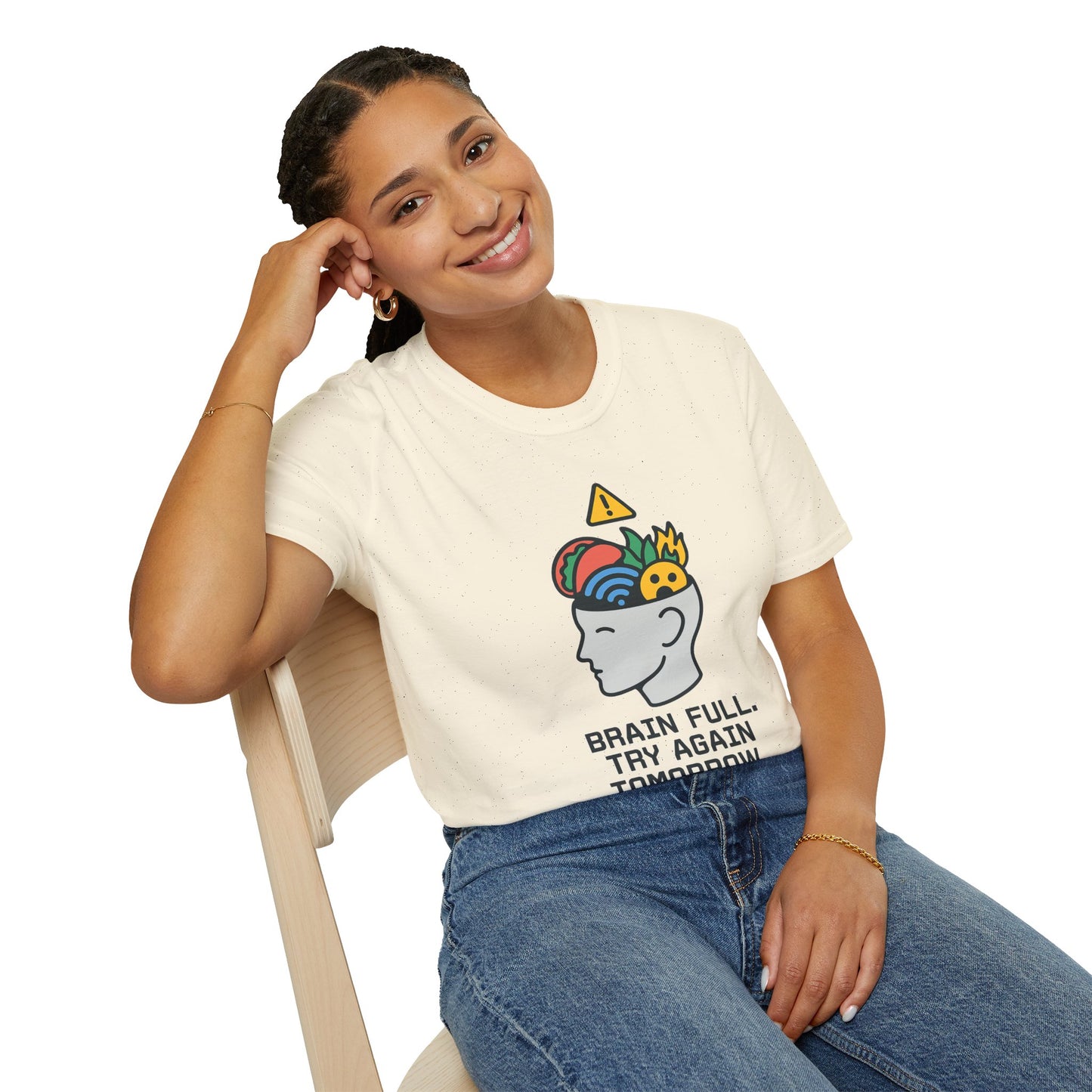 Brain Full Error T-Shirt – Funny Tech Nerd Graphic Tee for Overworked Minds