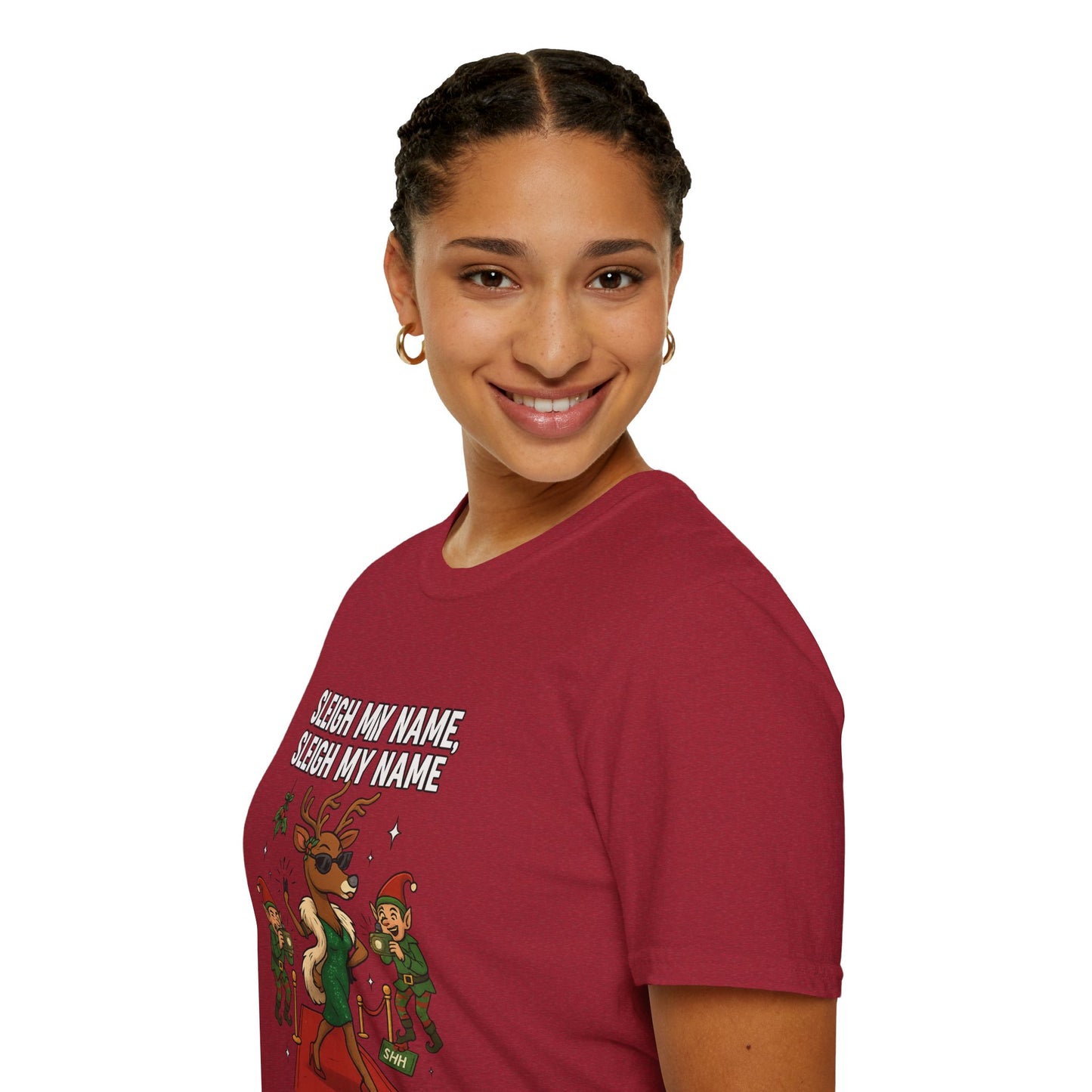Sleigh My Name Funny Christmas Shirt | Diva Reindeer Holiday Tee | Red Carpet Christmas Party Shirt | Beyonc√© Inspired Xmas Humor