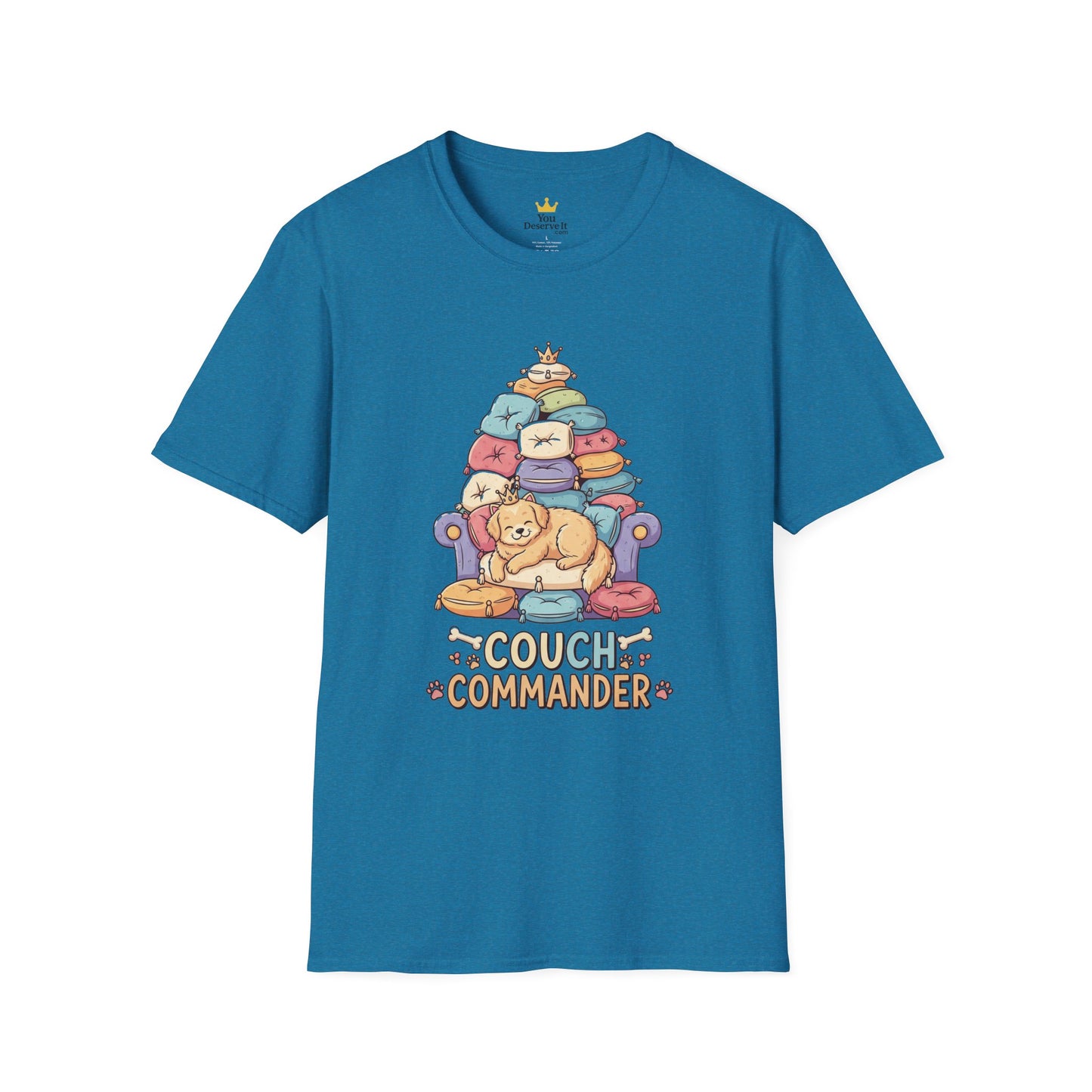 Couch Commander T-Shirt, Funny Pet Lover Tee, Dog Themed Gift, Cozy Everyday Shirt, Humorous Animal Apparel, Relaxation Top