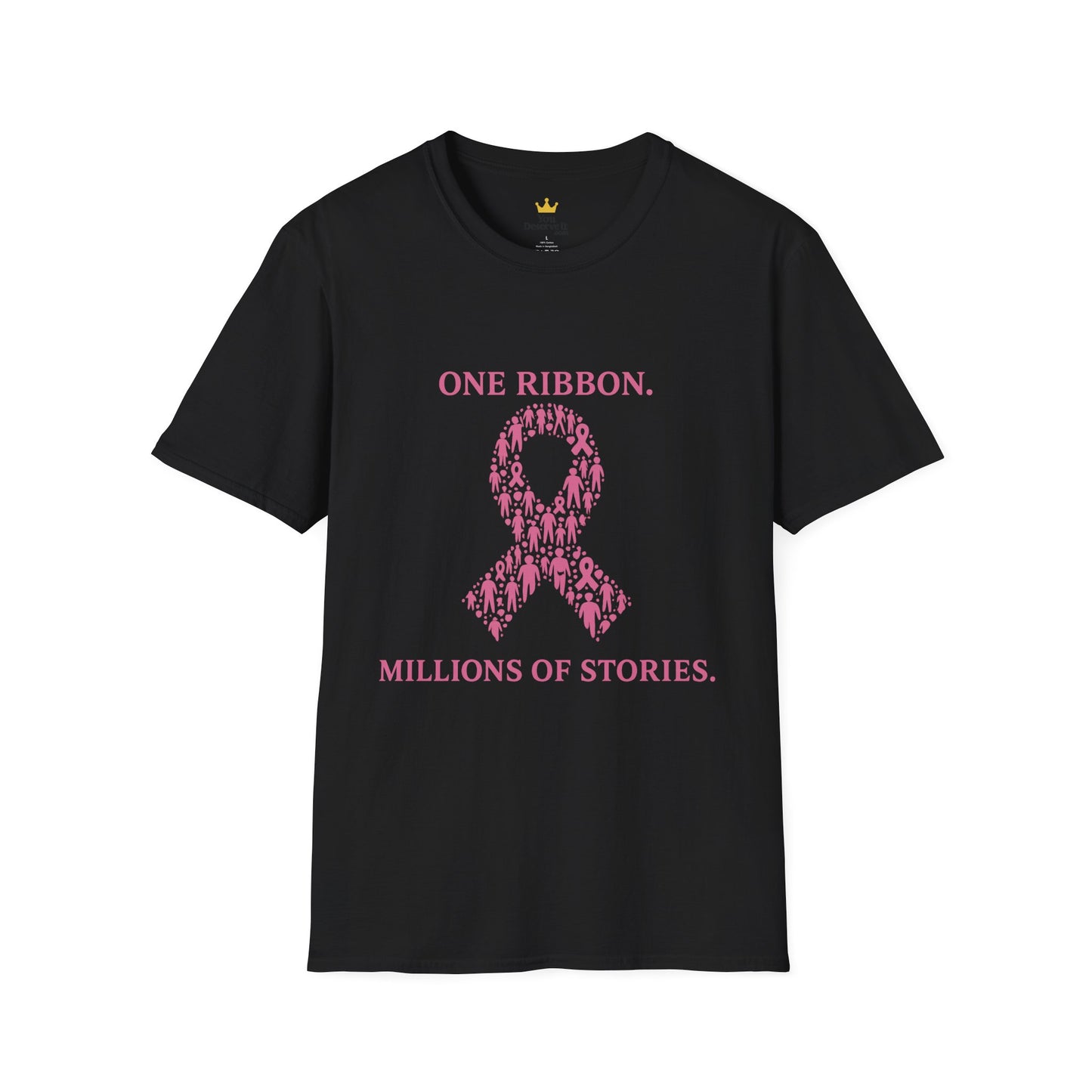 One Ribbon Millions of Stories Shirt | Breast Cancer Awareness Tee with People Silhouette Ribbon