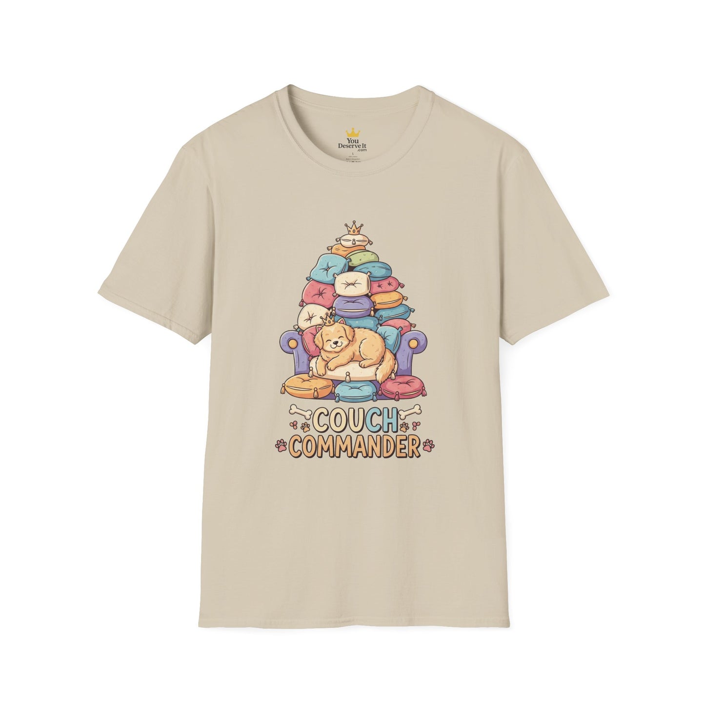Couch Commander T-Shirt, Funny Pet Lover Tee, Dog Themed Gift, Cozy Everyday Shirt, Humorous Animal Apparel, Relaxation Top