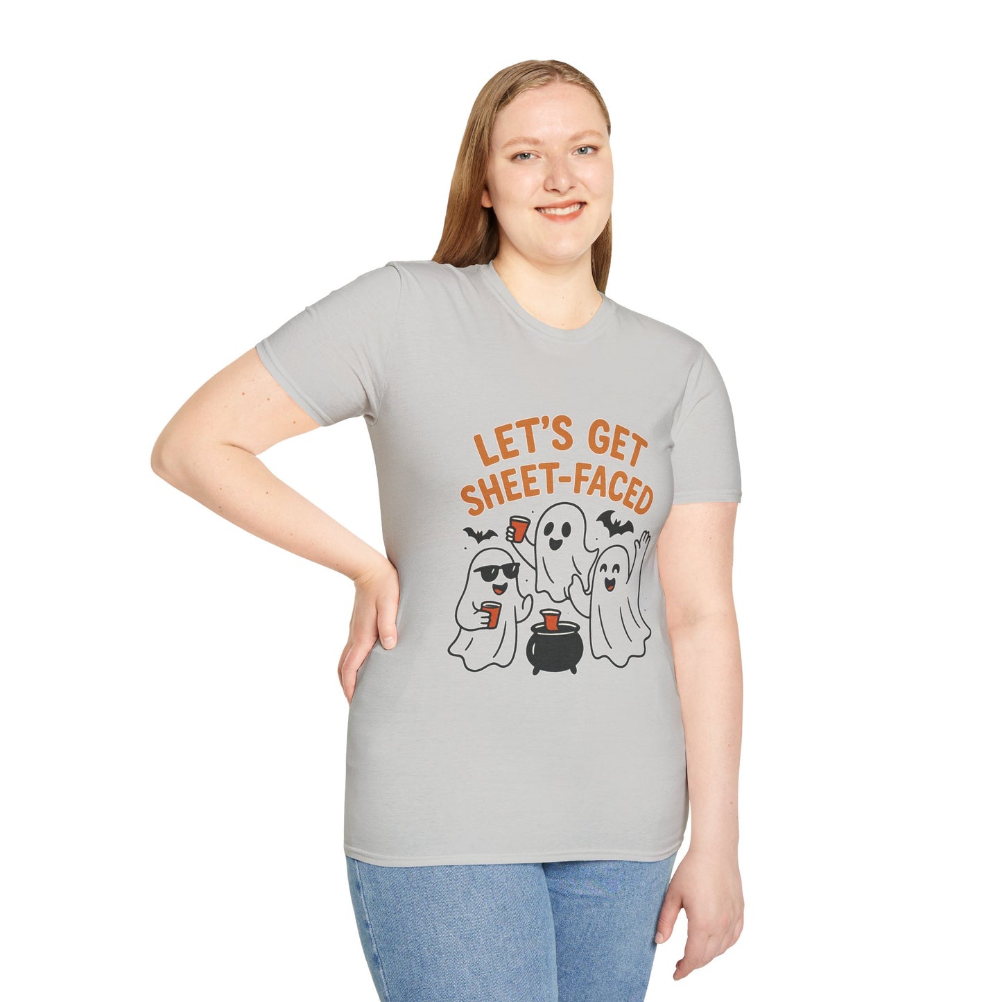 Let's Get Sheet-Faced Ghost Shirt | Funny Halloween Drinking Party Tee