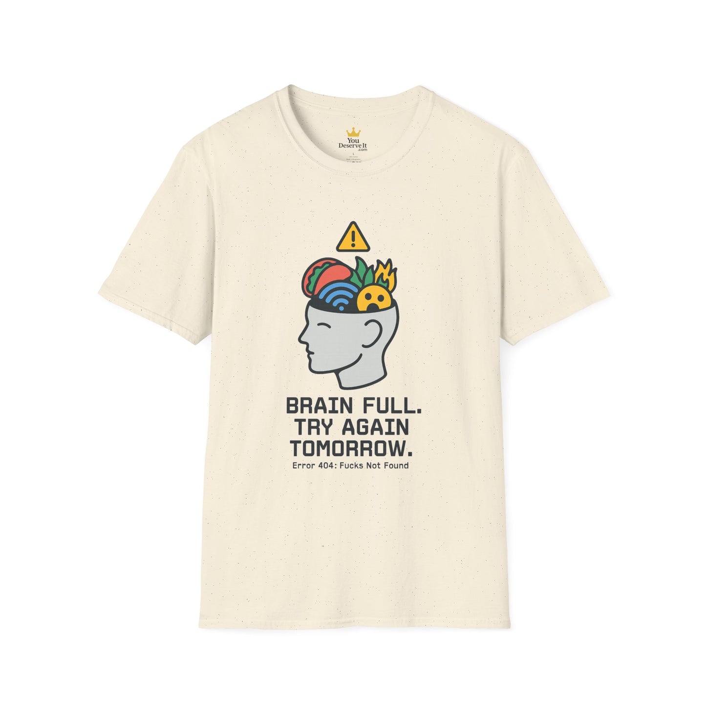 Brain Full Error T-Shirt – Funny Tech Nerd Graphic Tee for Overworked Minds