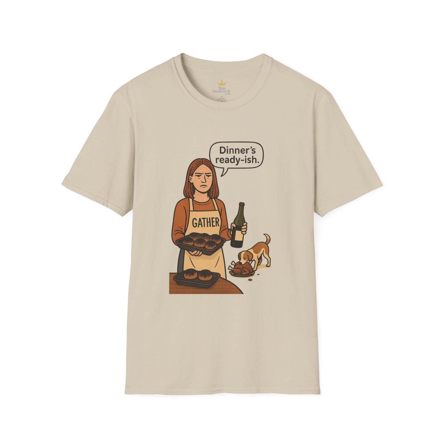 Dinner's Ready-ish | Funny Thanksgiving T-Shirt | Burnt Turkey Tee, Sarcastic Holiday Cooking Shirt, Relatable Family Dinner Humor