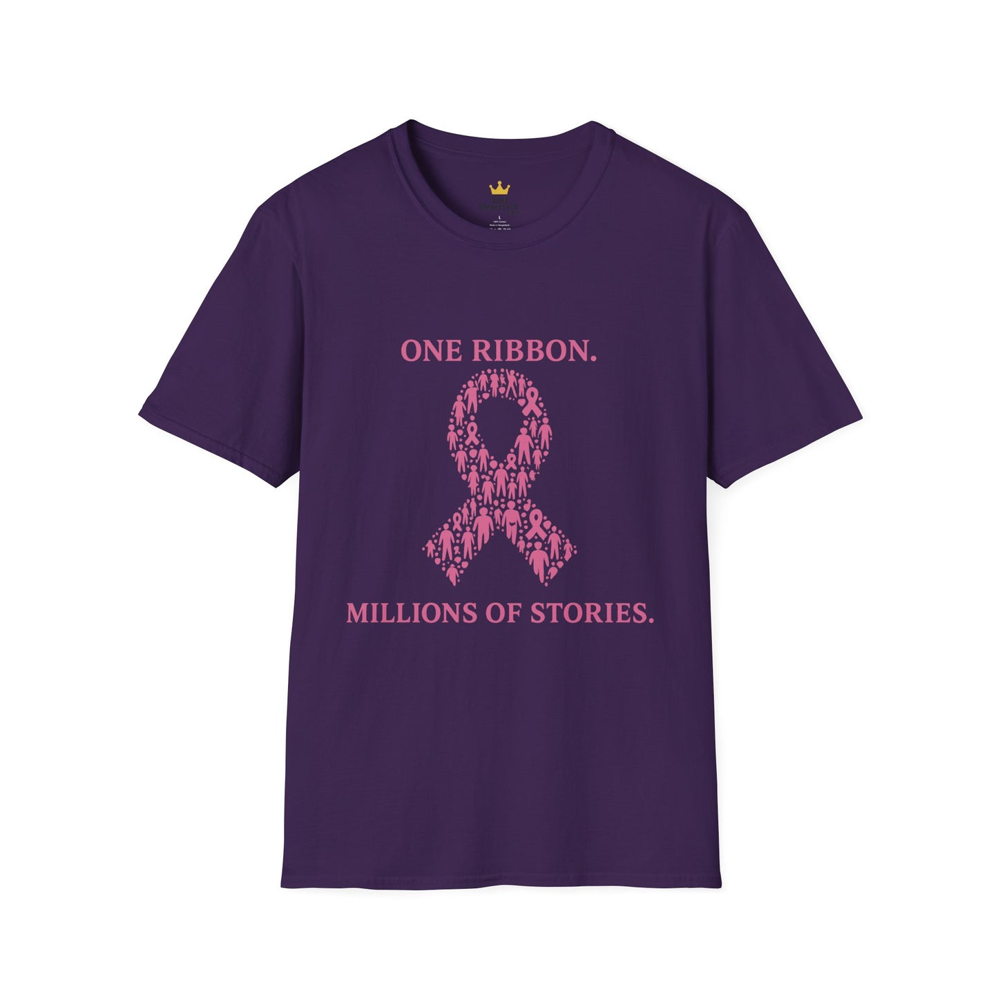 One Ribbon Millions of Stories Shirt | Breast Cancer Awareness Tee with People Silhouette Ribbon