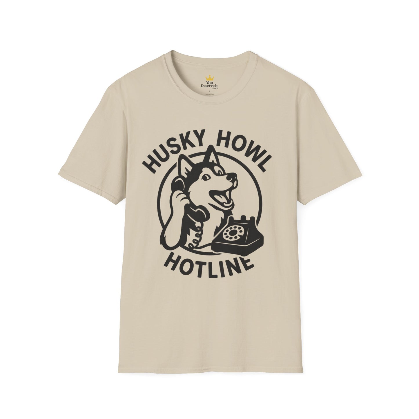 Husky Howl Hotline T-Shirt, Funny Dog Tee, Pet Lover Gift, Animal Rescue Fundraiser Shirt, Casual Wear, Gift for Dog Lovers
