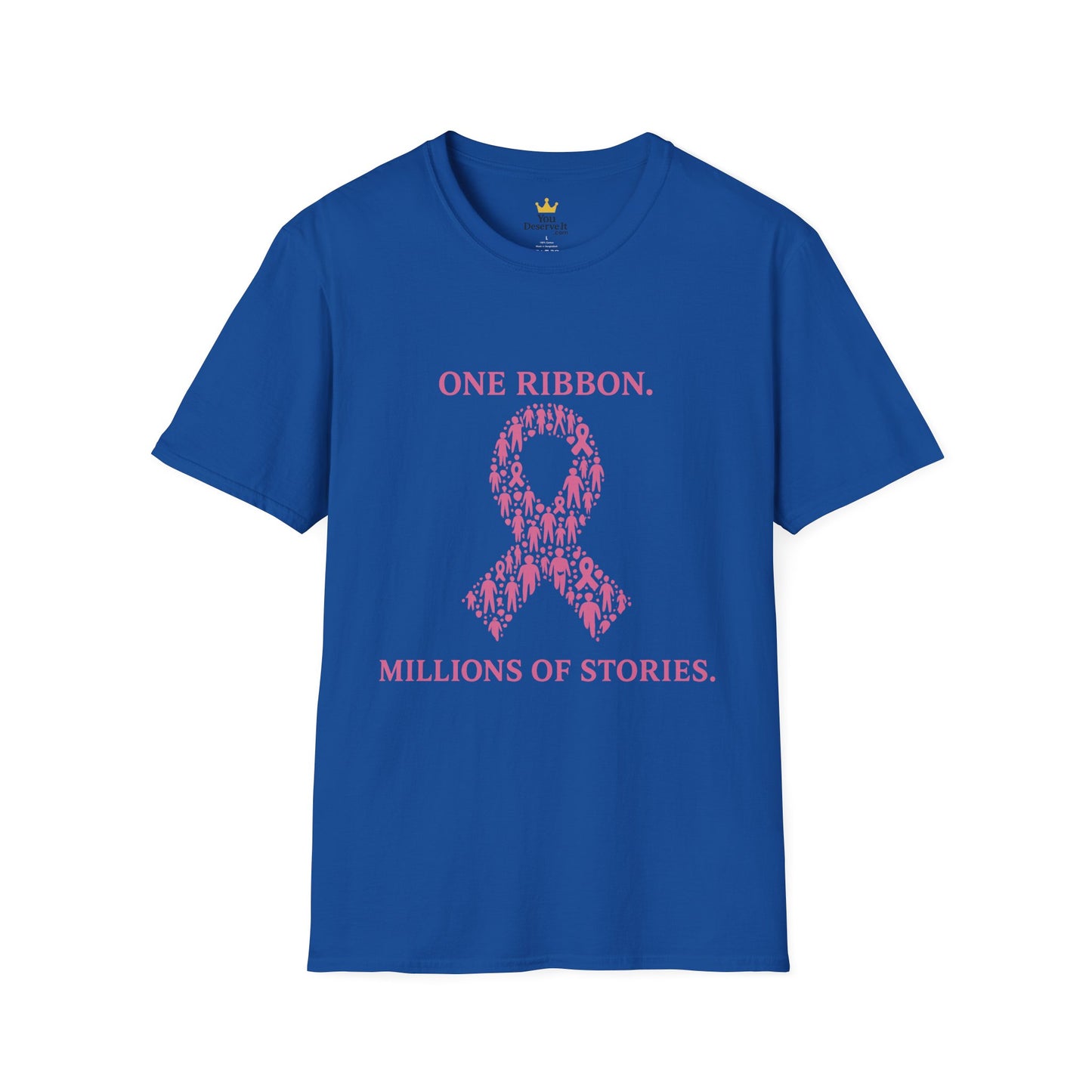 One Ribbon Millions of Stories Shirt | Breast Cancer Awareness Tee with People Silhouette Ribbon
