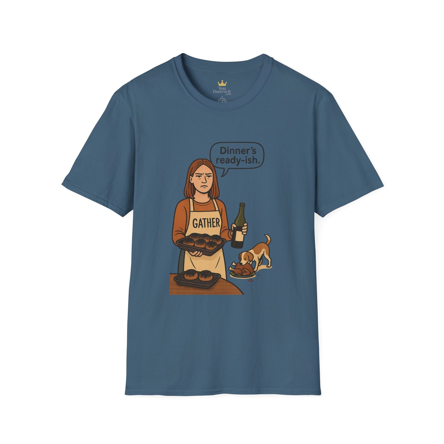 Dinner's Ready-ish | Funny Thanksgiving T-Shirt | Burnt Turkey Tee, Sarcastic Holiday Cooking Shirt, Relatable Family Dinner Humor